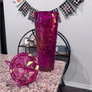 Starbucks Summer 2024 Pink / Red Diamond Prism Crystal Venti Tumbler 24oz